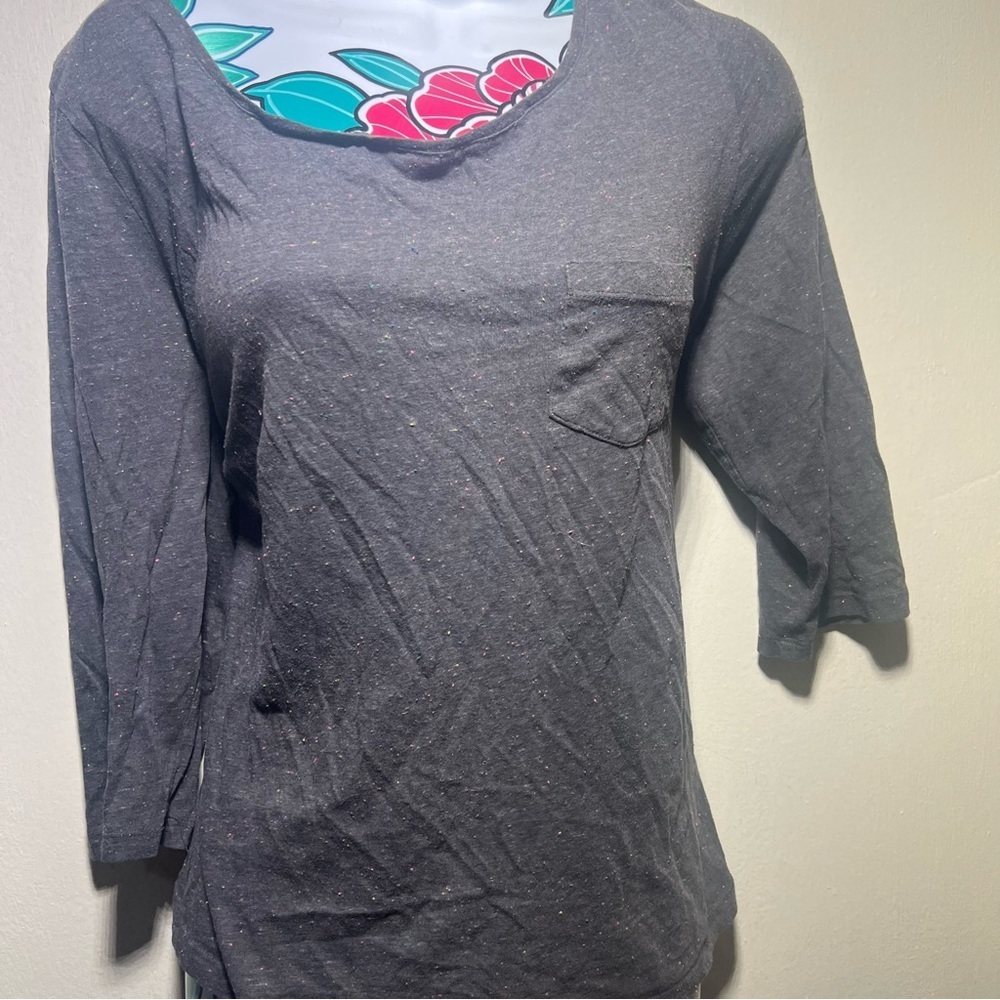 H & M Basic Navy Gray With Speckled Color T Shirt